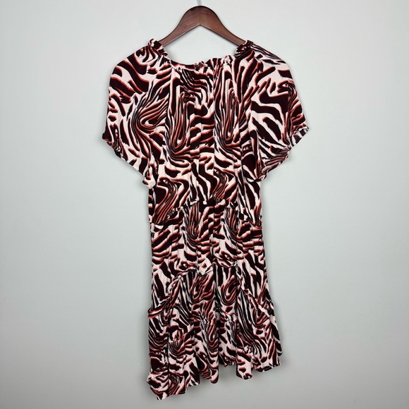 Anthropologie Robin Tiered Mini Dress in Brown/White Marble Animal - Picture 9 of 9
